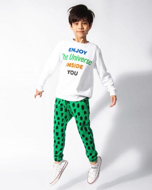 roupa moda infantil unissex blusão moletom estampa de frase calça moletom jacquard