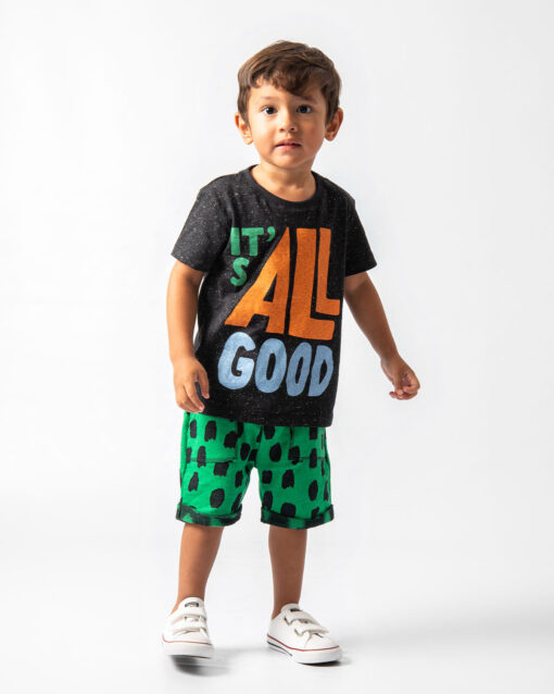 roupa moda infantil shorts moletom leve com camiseta estampa de frase para bebês