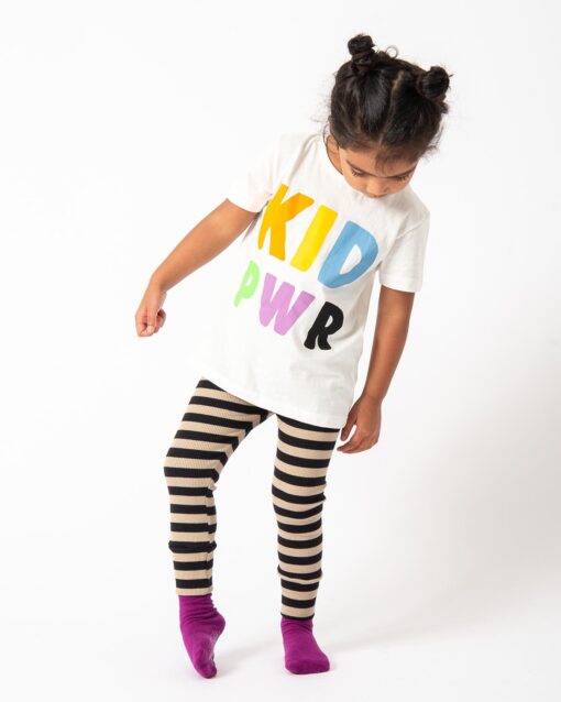 moda infantil roupa de inverno para bebês e crianças com estampa colorida calça legging listrada e camiseta unissex